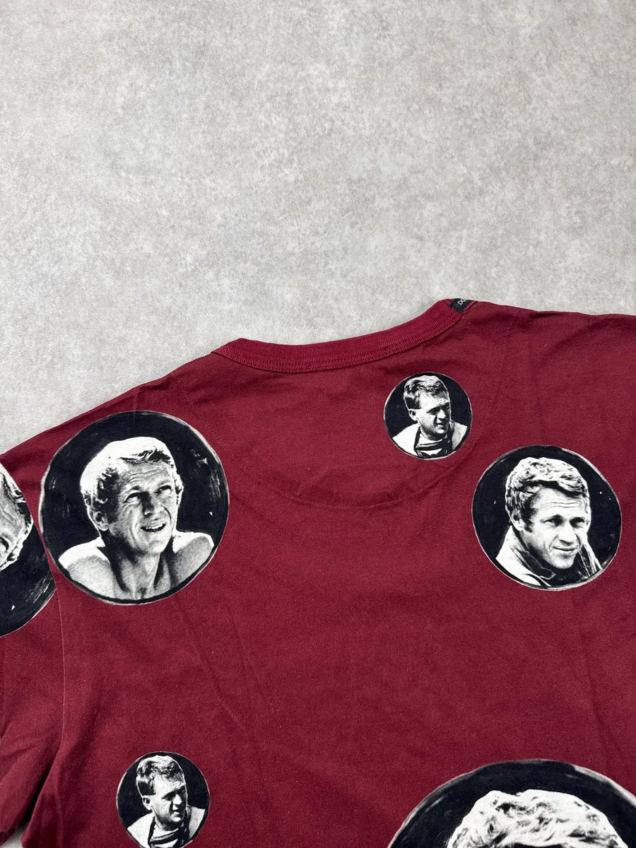 2010s Dolce & Gabbana Burgundy Steve McQueen Portrait T-Shirt GwfJcOZJ 7
