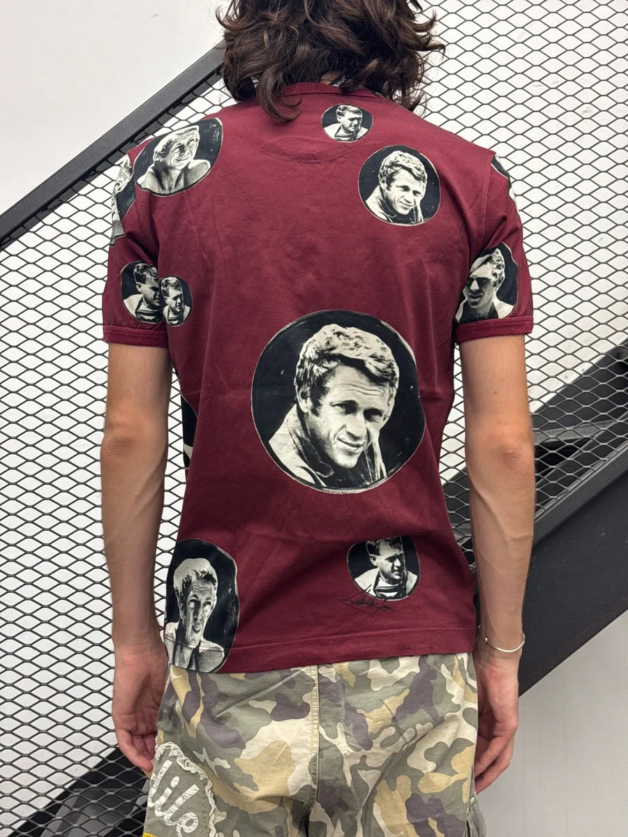 2010s Dolce & Gabbana Burgundy Steve McQueen Portrait T-Shirt GwfJcOZJ 2