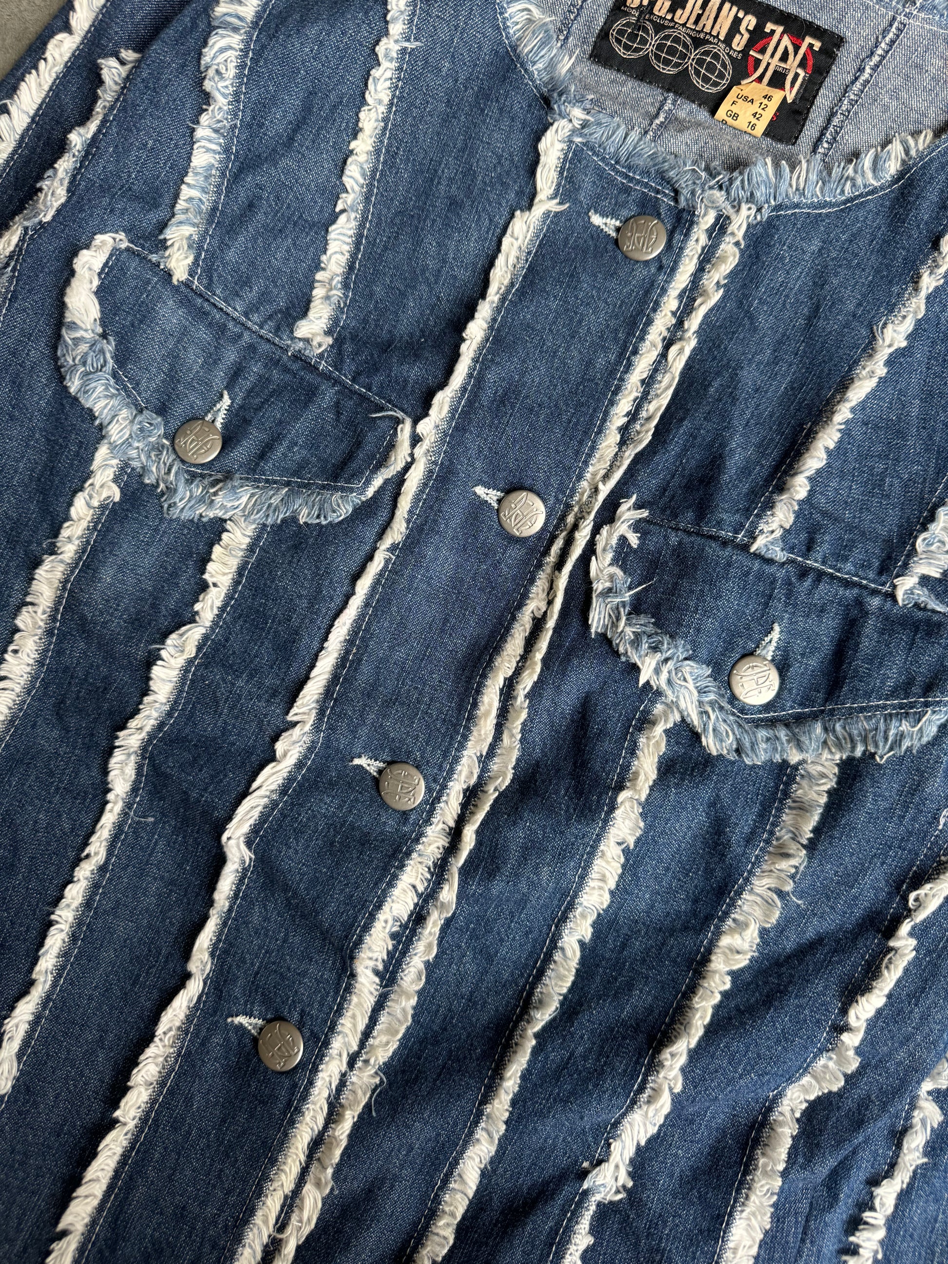 SS2003 Jean Paul Gaultier Distressed Rebel Denim Jacket (S) - 7