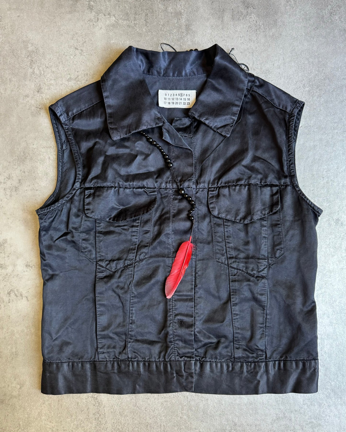 Maison Martin Margiela Black Sleeveless Trucker Tech Jacket (S) - 1