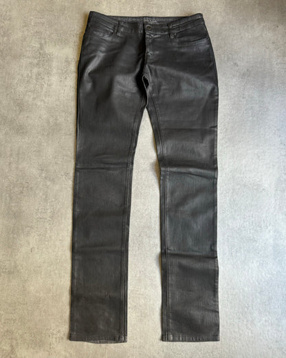 SS2007 Prada Waxed Black Shadow Rockstar Pants (M) - 1