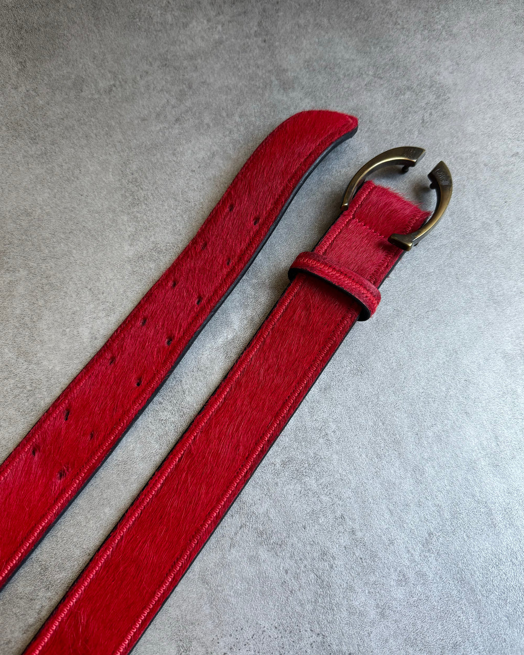 SS2004 Cavalli Red Pony Hair Leather Belt  (OS) - 6