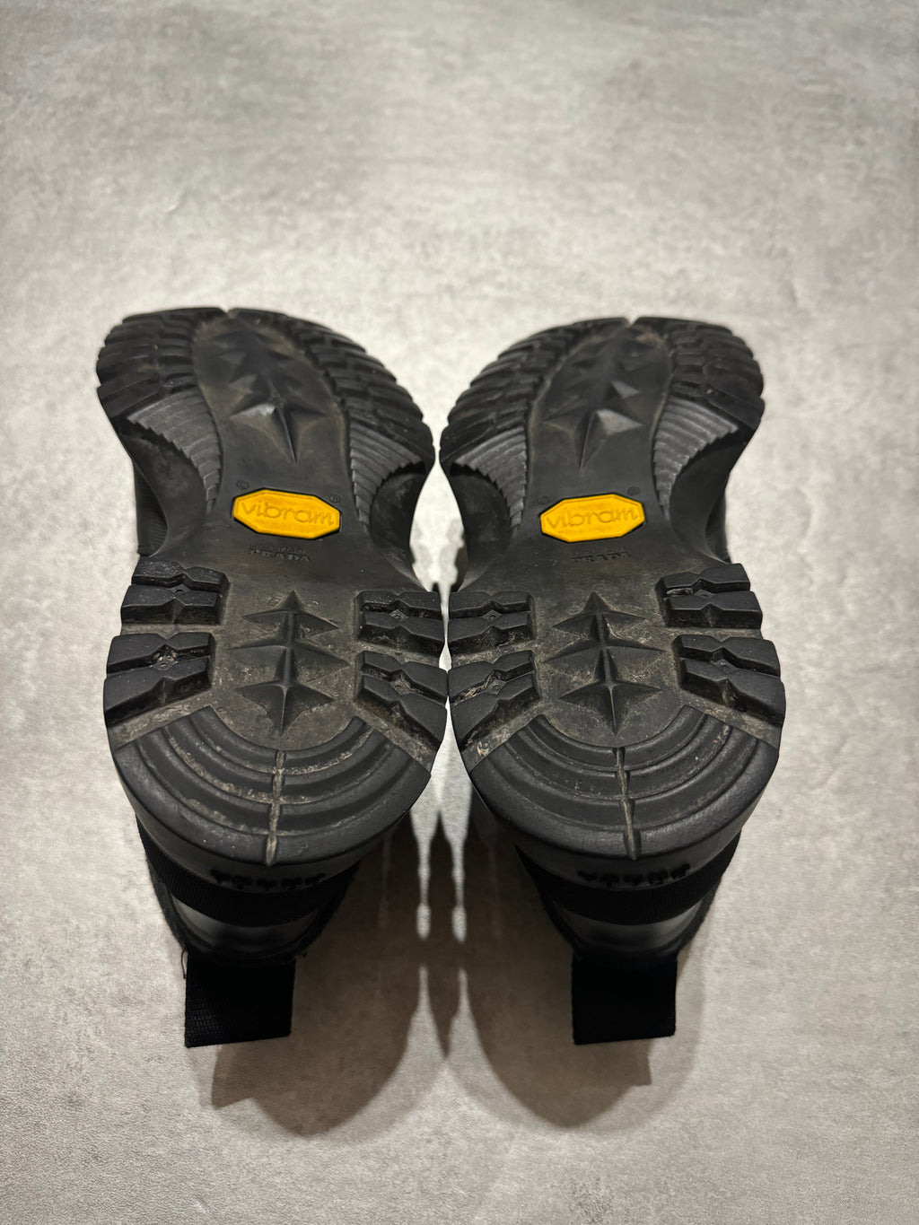 Prada Vibram Grey & Black Combat Strap Leather Low Boots (42) - 4