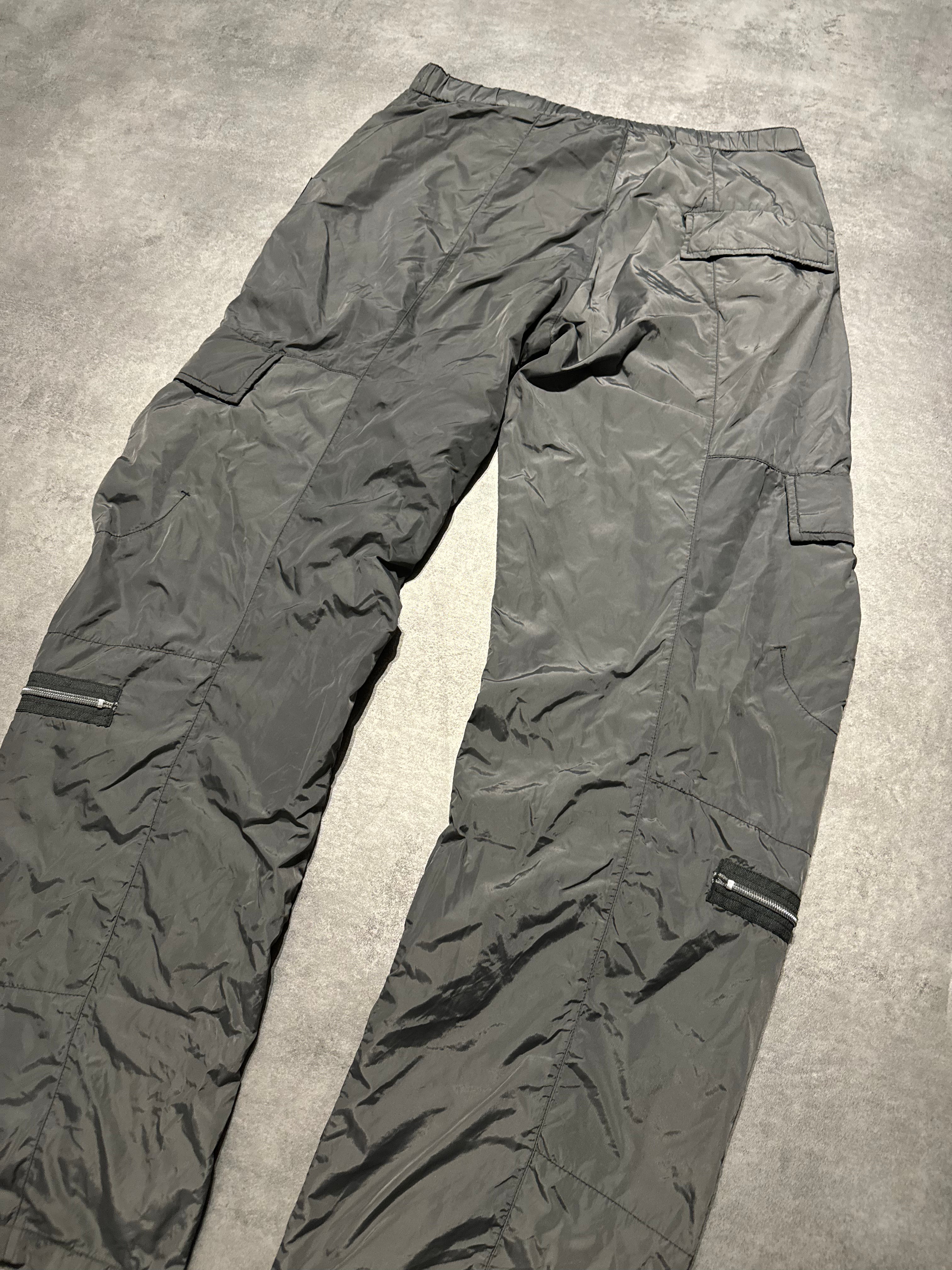2000s Marithé + François Girbaud Tactical Grey Nylon Cargo Pants (M) - 3