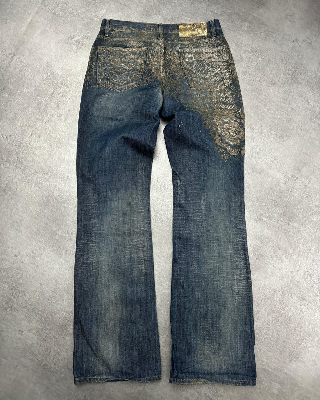 SS2007 Cavalli Blue Royal Relief Archive Soft Denim Pants  (M) - 2