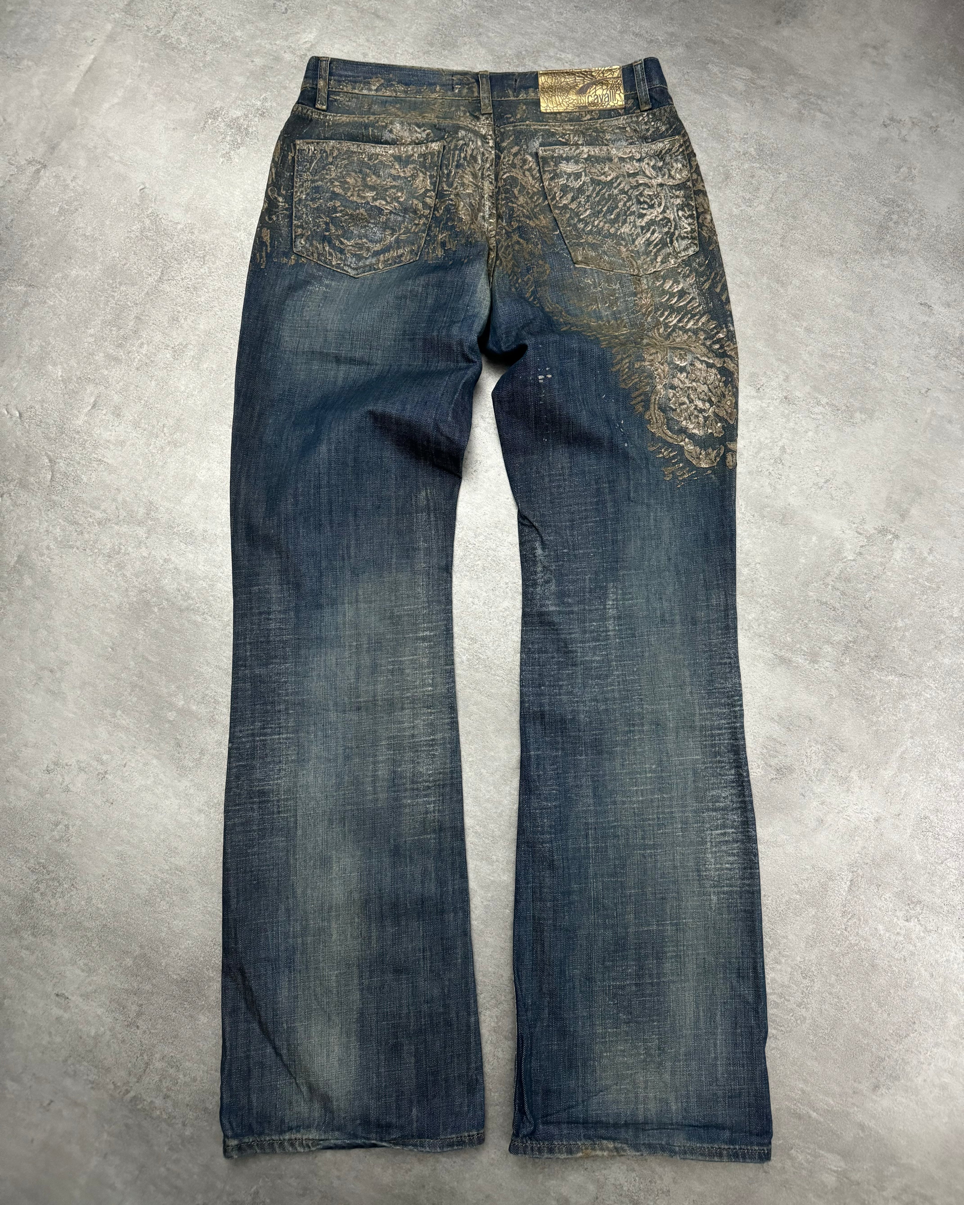 SS2007 Cavalli Blue Royal Relief Archive Soft Denim Pants  (M) - 2