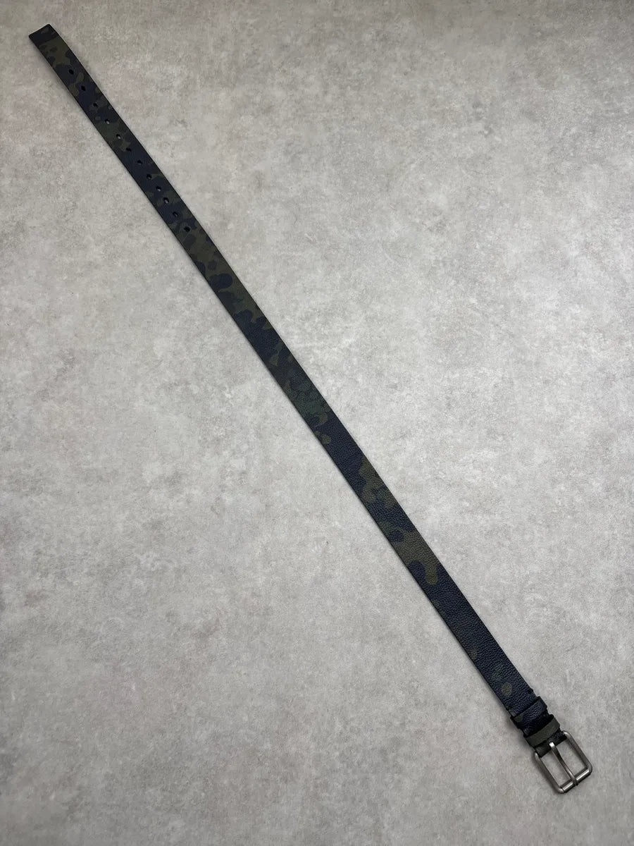 Burberry Dark Navy Khaki Camouflage Leather Belt HILejHWt 8