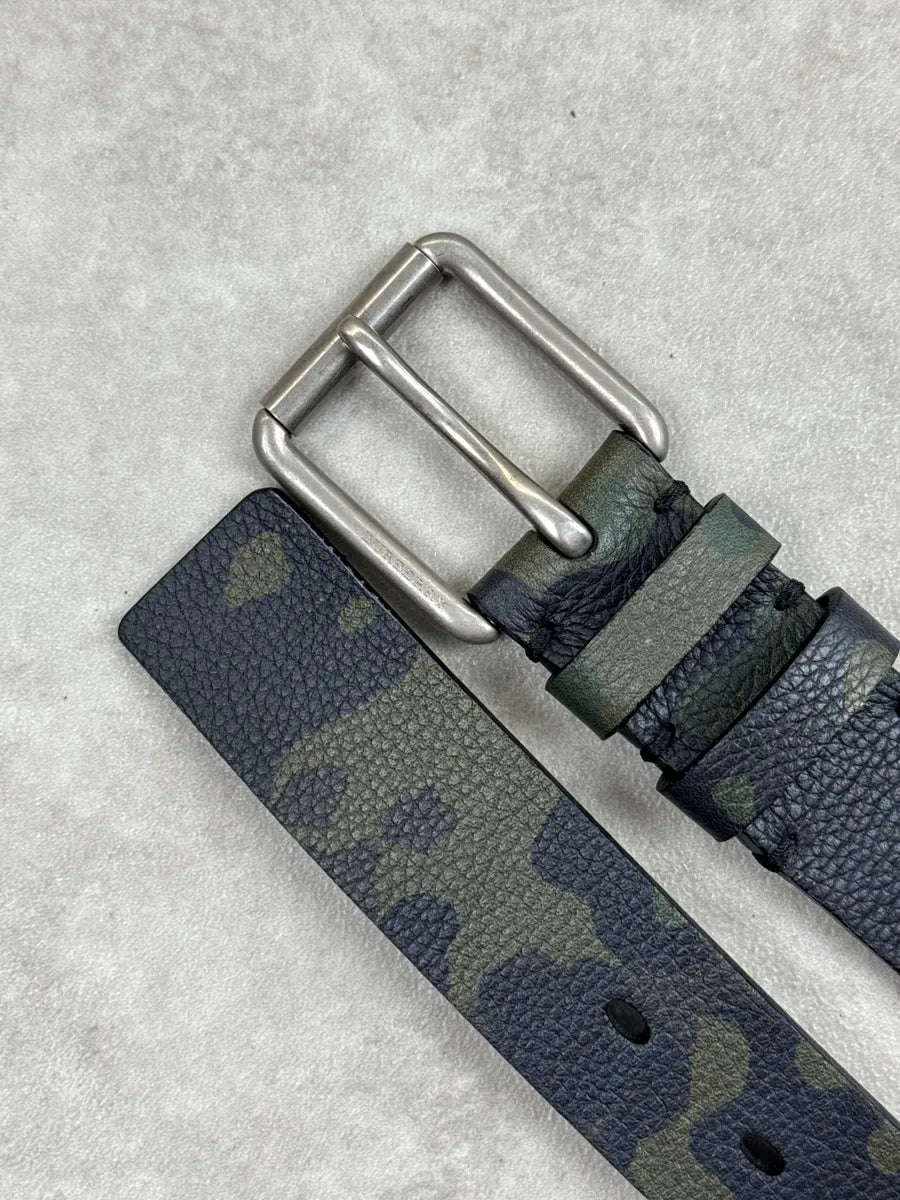Burberry Dark Navy Khaki Camouflage Leather Belt HILejHWt 4