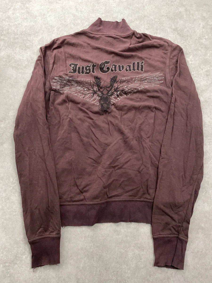 2010s Cavalli Mauve Winged Deer Logo Zip-Up Sweater HJkRHrUa 4