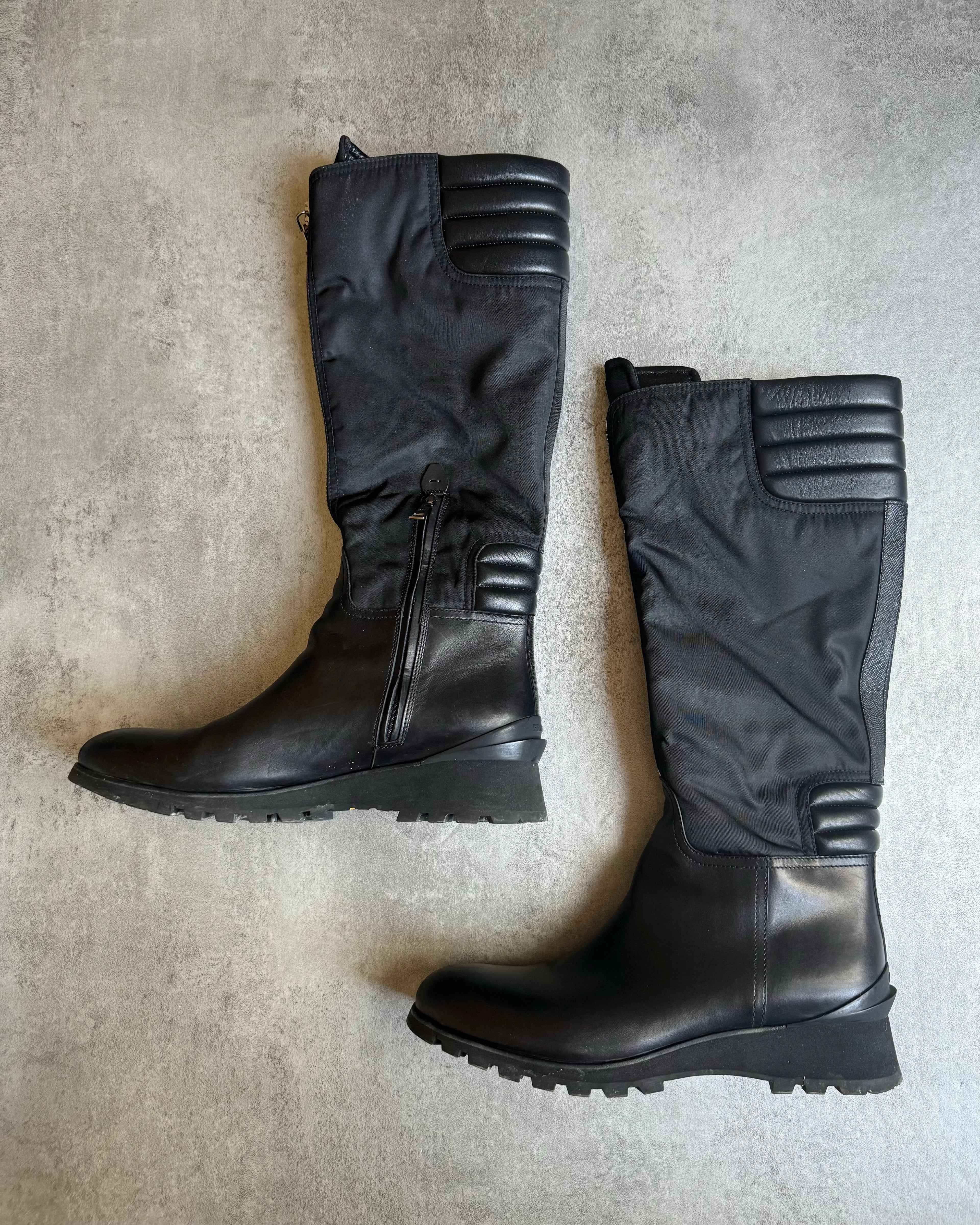 2000s Prada Black Biker Leather Moto Boots (41) - 6