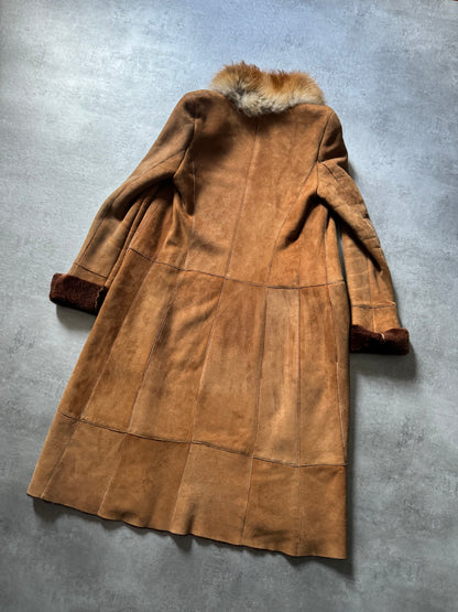 2000s Roberto Cavalli Royal Leather Long Camel Coat  (L) - 4