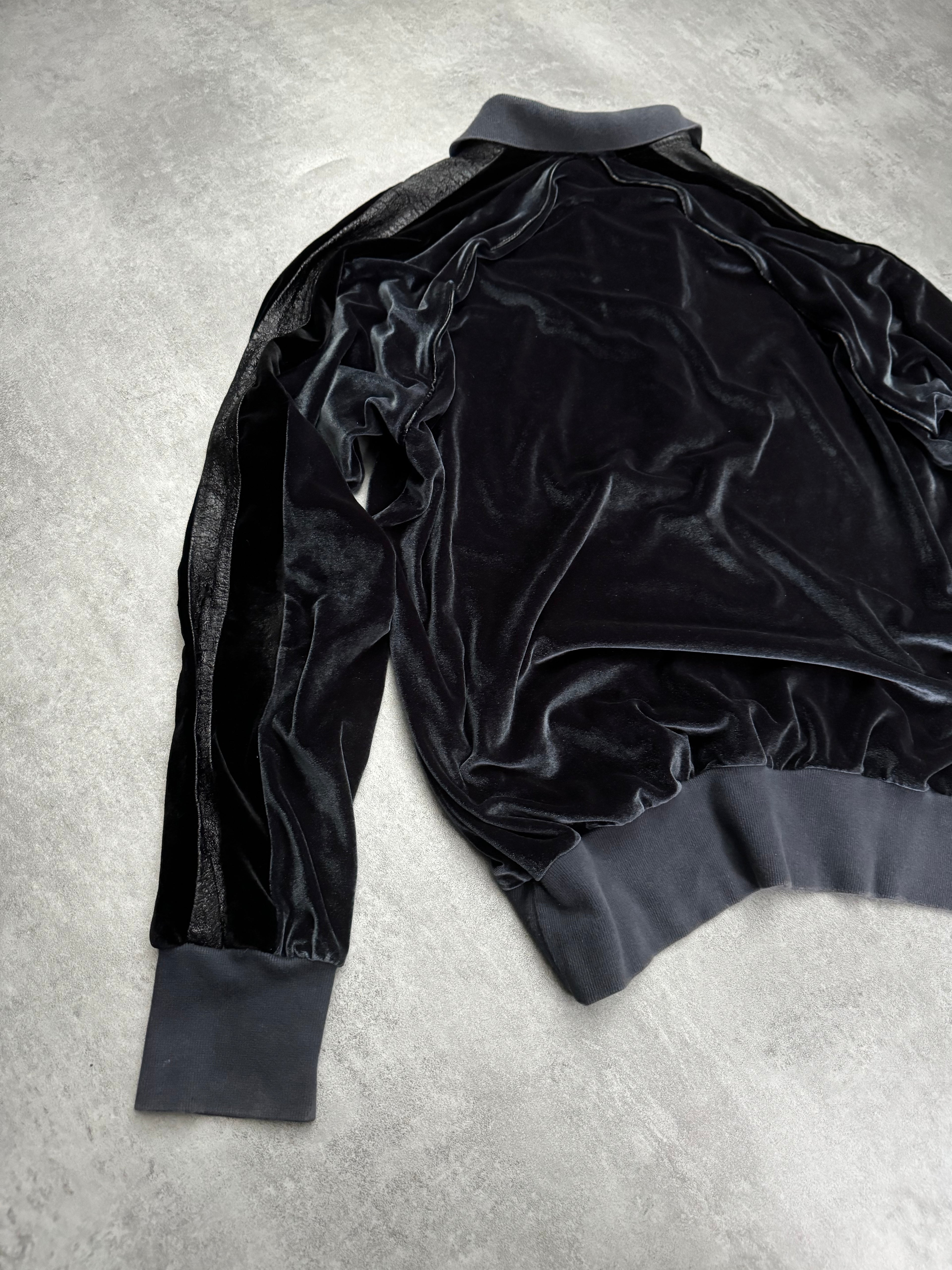 2000s Dolce & Gabbana Velvet Deep Green Polo Sweater (L) - 4