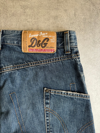 AW2003 Dolce & Gabbana Cargo Blue Denim Worker Jeans (M) - 4