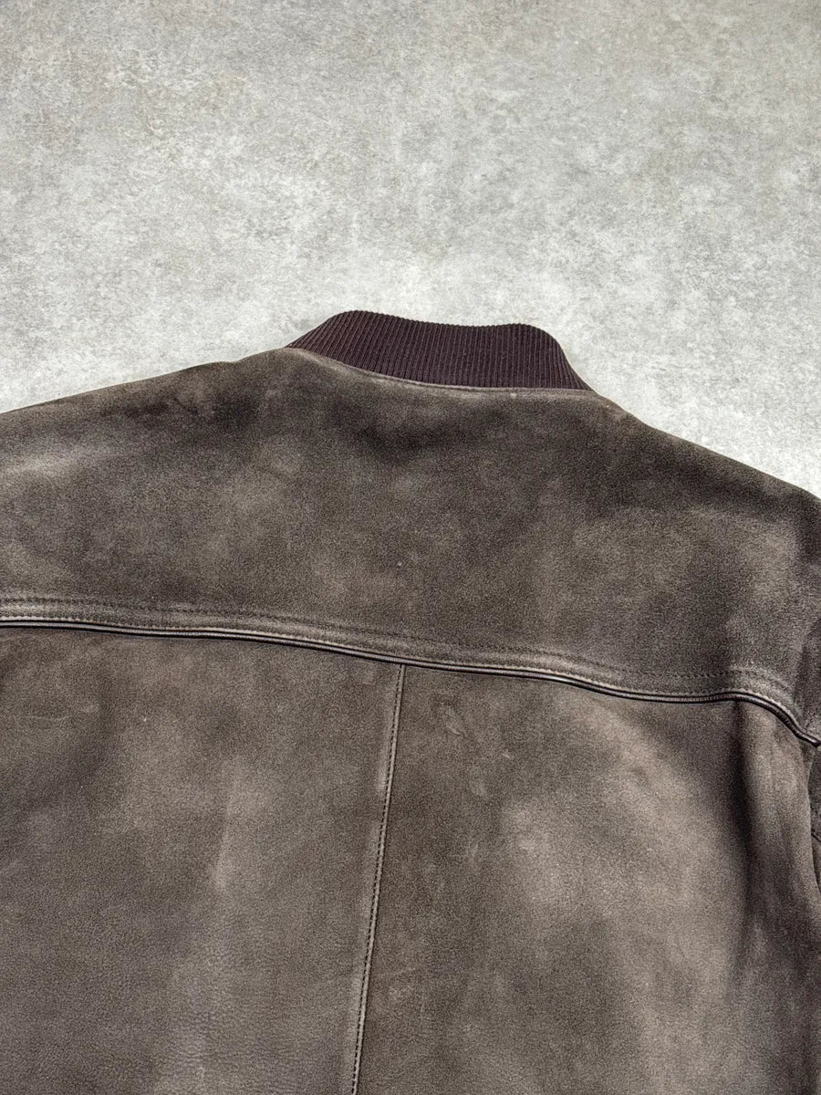 AW2006 Prada Taupe Brown Suede Zip-Up Bomber Jacket HRmZKYrK 9