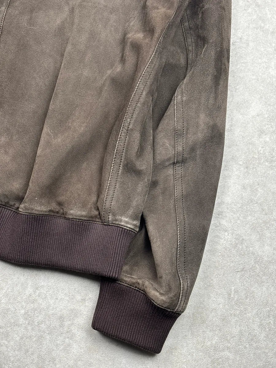 AW2006 Prada Taupe Brown Suede Zip-Up Bomber Jacket HRmZKYrK 10