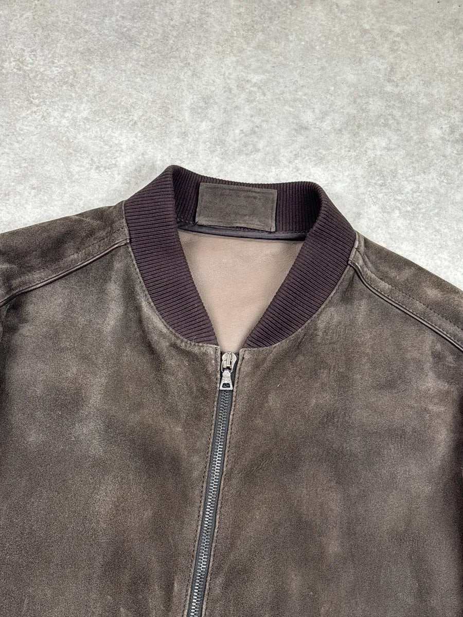 AW2006 Prada Taupe Brown Suede Zip-Up Bomber Jacket HRmZKYrK 5