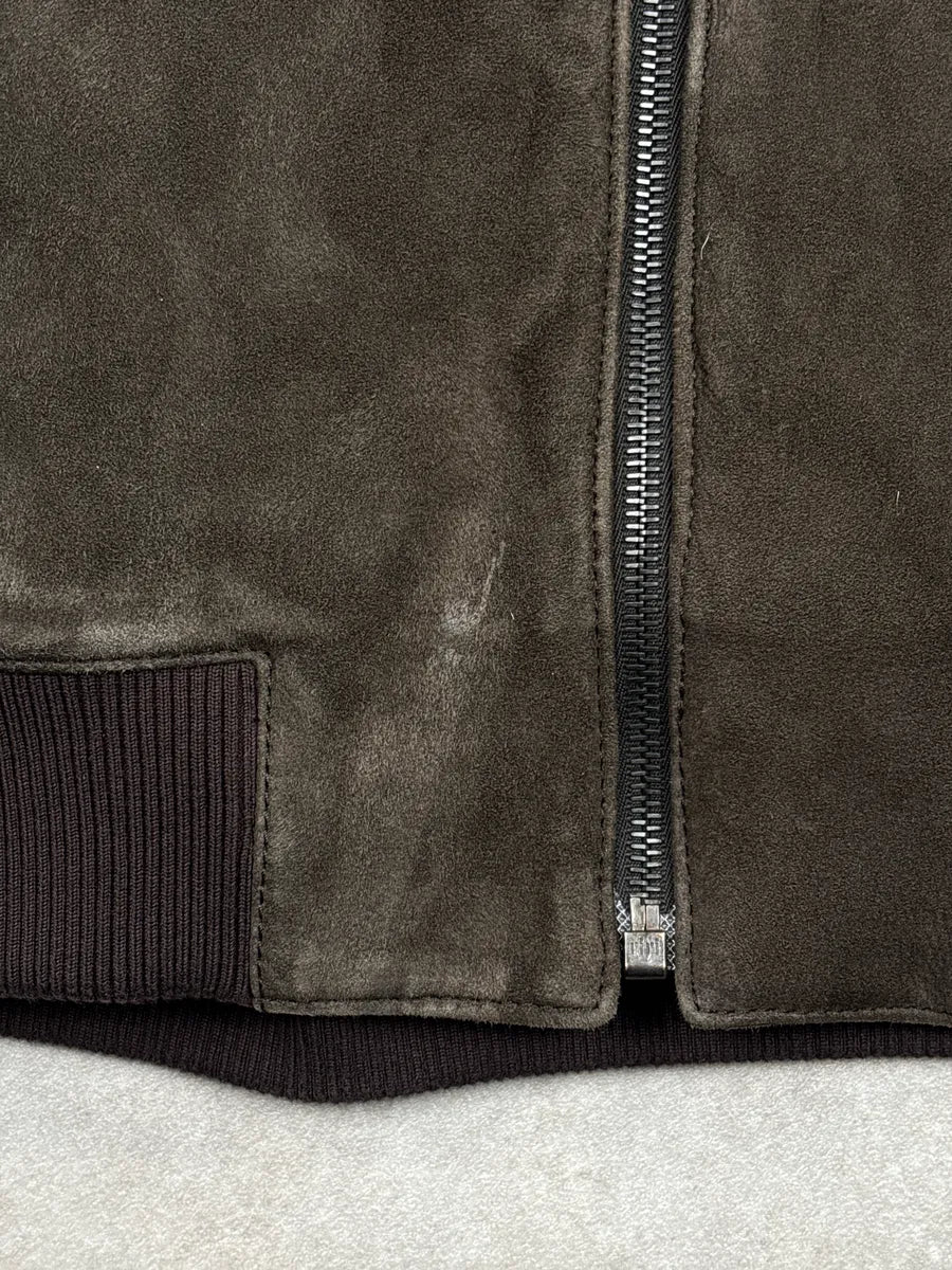 AW2006 Prada Taupe Brown Suede Zip-Up Bomber Jacket HRmZKYrK 7