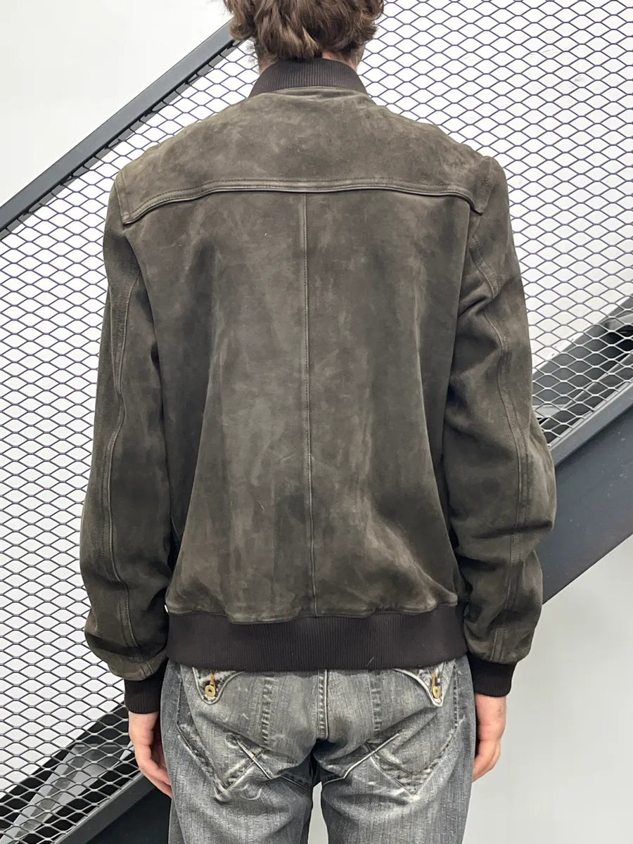 AW2006 Prada Taupe Brown Suede Zip-Up Bomber Jacket HRmZKYrK 2