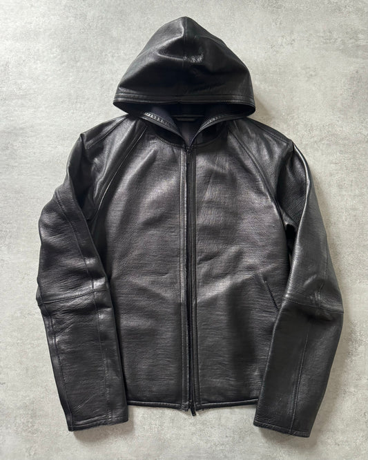 AW2015 Emporio Armani Tactical Full Zip Leather Jacket (L) - 1