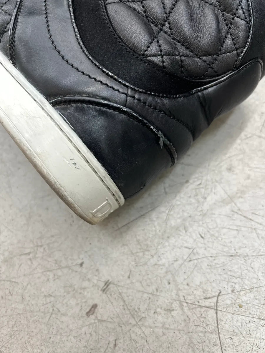 2000s Dior Black Leather Quilted High Sneakers HSUJDDwt 6