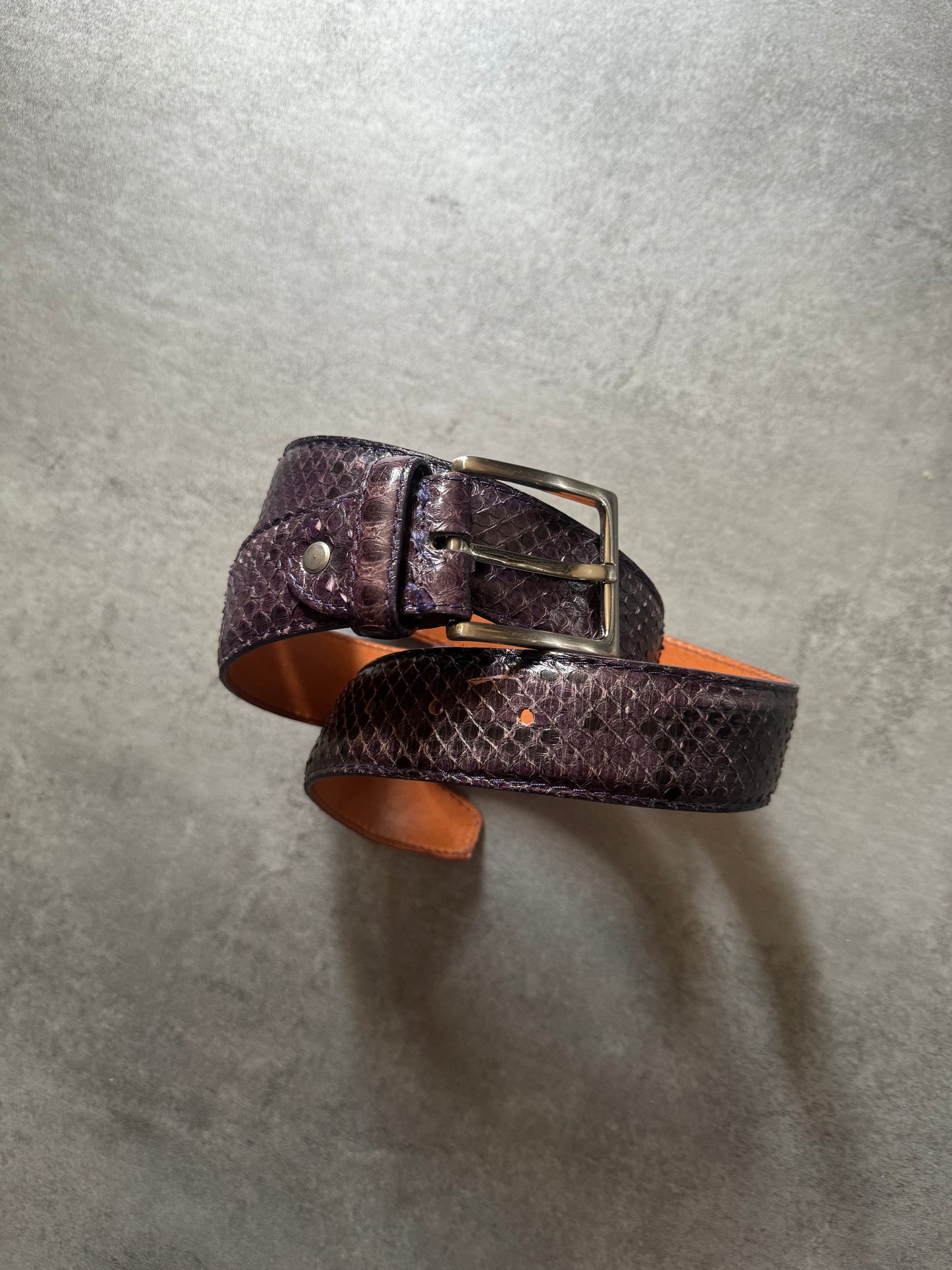 Artisanal Italian Python Leather Purple Belt (OS) - 5