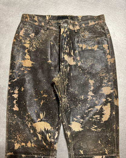 AW2004 Cavalli Textured Earth Eroded Camouflage Leather Pants (M) - 12