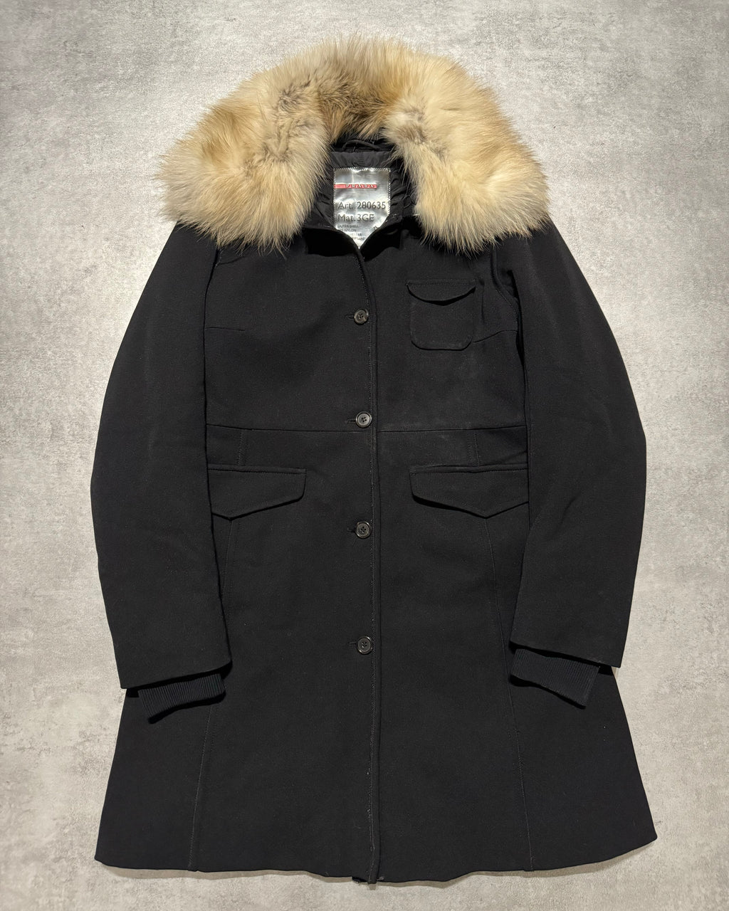 2000s Prada Cozy Elegant Fur Collar Jacket   (XS) - 1