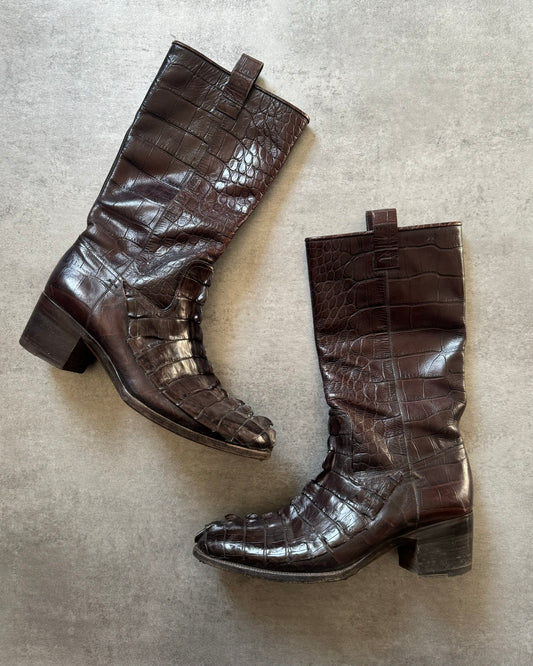 FW2012 Gucci Crocodile Aligator Leather Boots (40,5) - 1