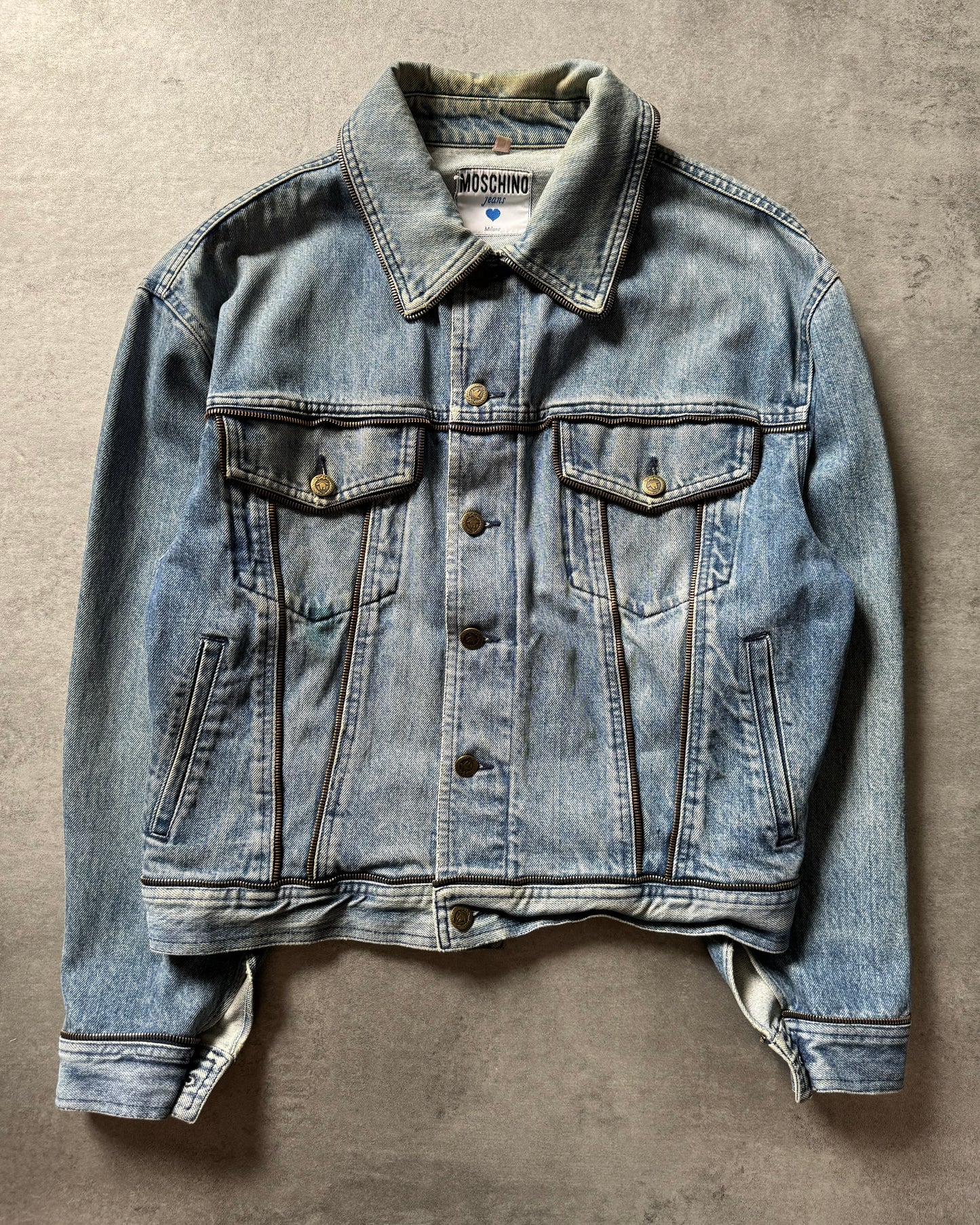 AW1998 Moschino Love Full Zips Cozy Denim Jacket (M) - 3