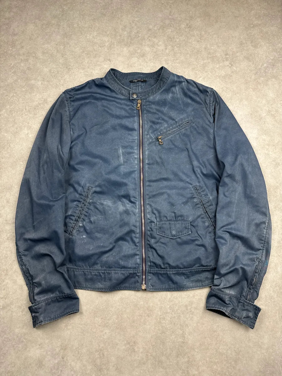 SS2013 Dolce & Gabbana Faded Navy Nylon Zip Moto Light Jacket HeQtRUnG 0