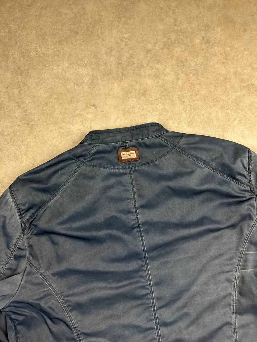 SS2013 Dolce & Gabbana Faded Navy Nylon Zip Moto Light Jacket HeQtRUnG 7