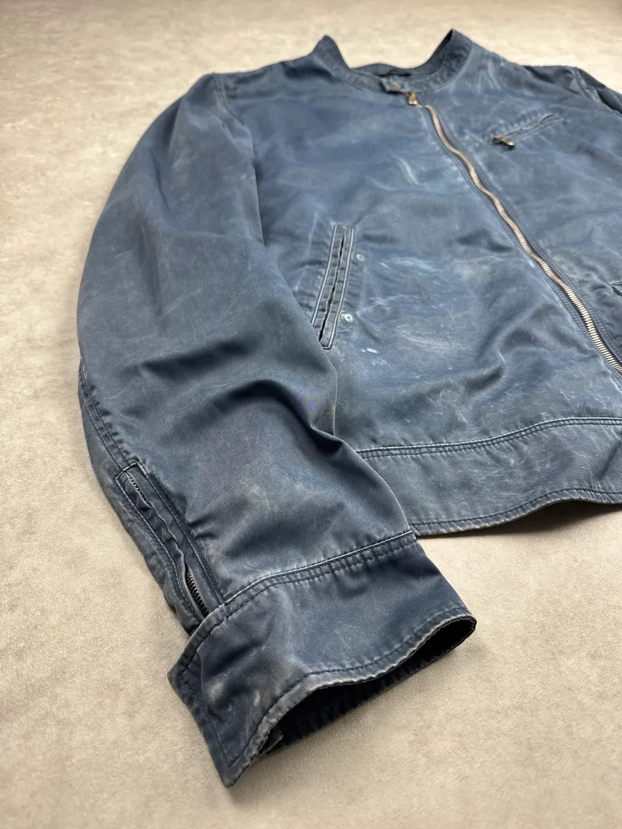 SS2013 Dolce & Gabbana Faded Navy Nylon Zip Moto Light Jacket HeQtRUnG 5