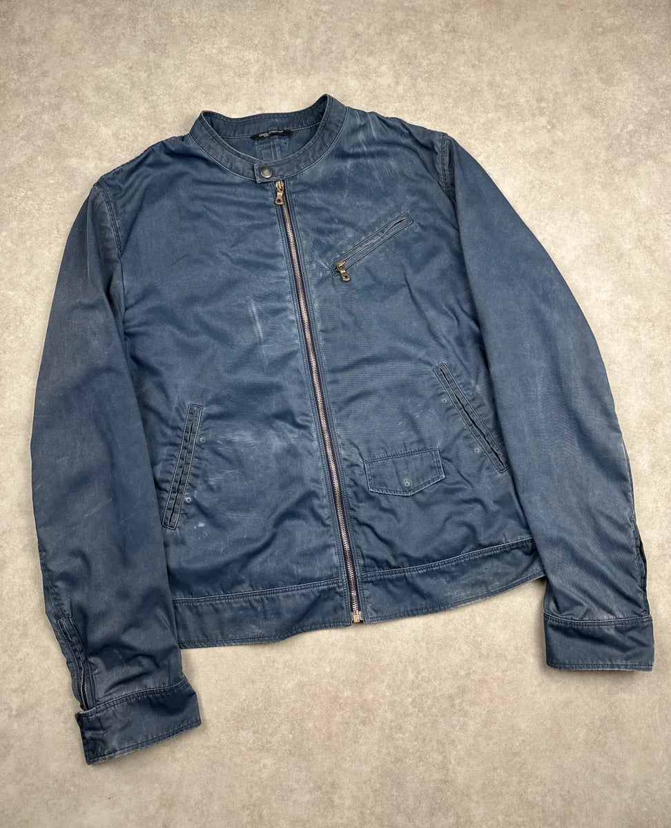 SS2013 Dolce & Gabbana Faded Navy Nylon Zip Moto Light Jacket HeQtRUnG 3