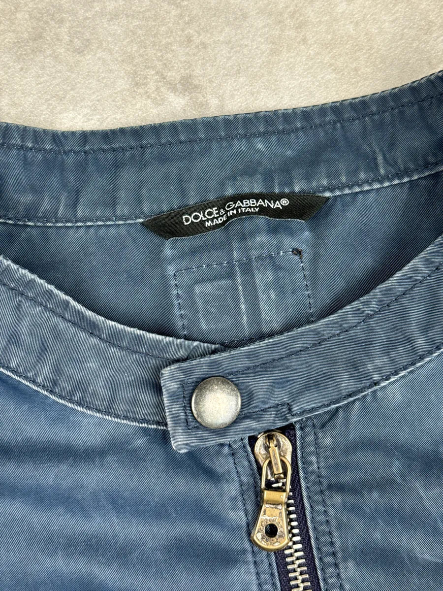 SS2013 Dolce & Gabbana Faded Navy Nylon Zip Moto Light Jacket HeQtRUnG 9