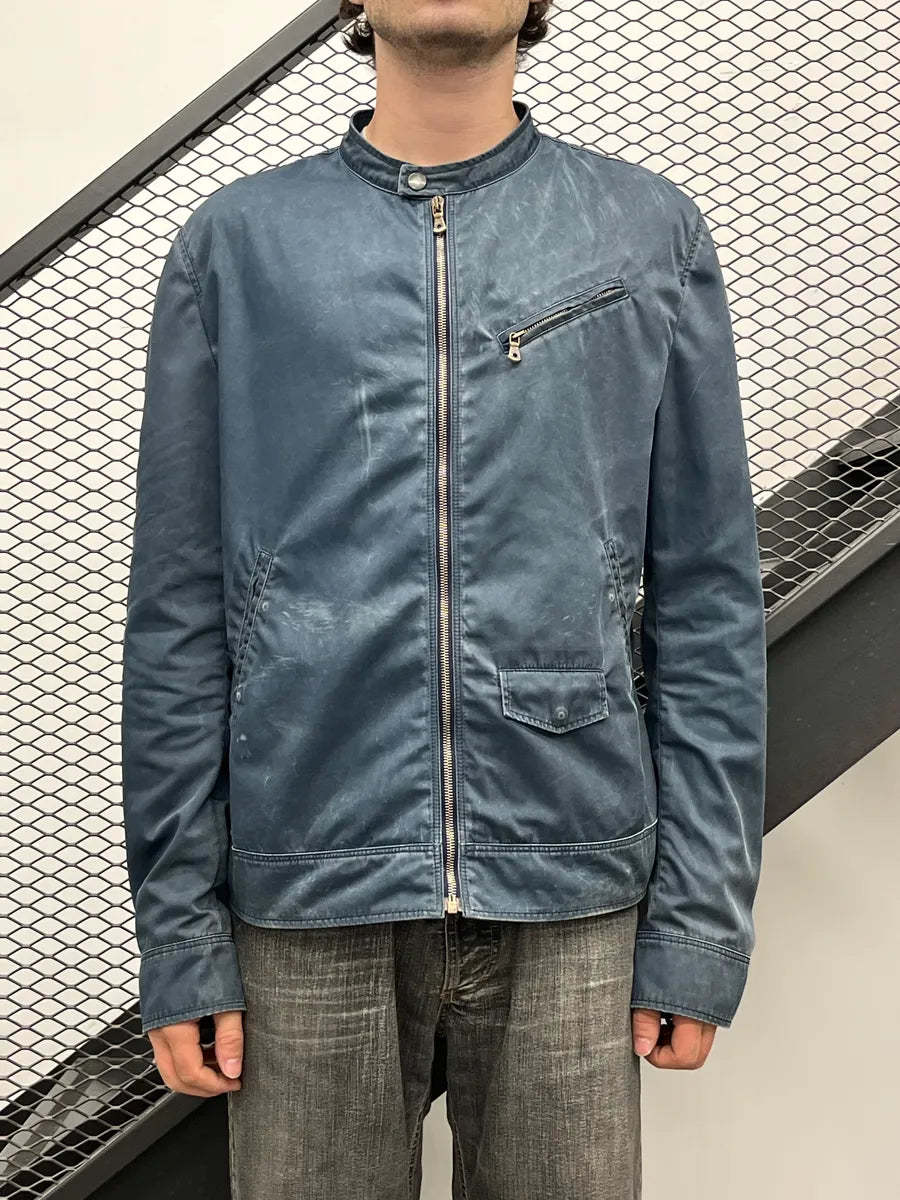 SS2013 Dolce & Gabbana Faded Navy Nylon Zip Moto Light Jacket HeQtRUnG 1