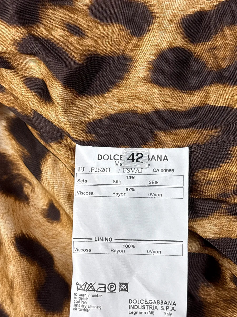 2000s Dolce & Gabbana Leopard Silk Cropped Classy Blazer Jacket HgzZKWqZ 11