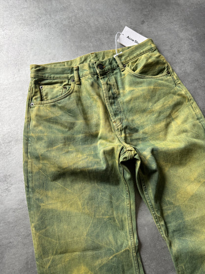 AW2021 Acne Studios Acid Green Washed Straight Relaxed Pants (M) - 7