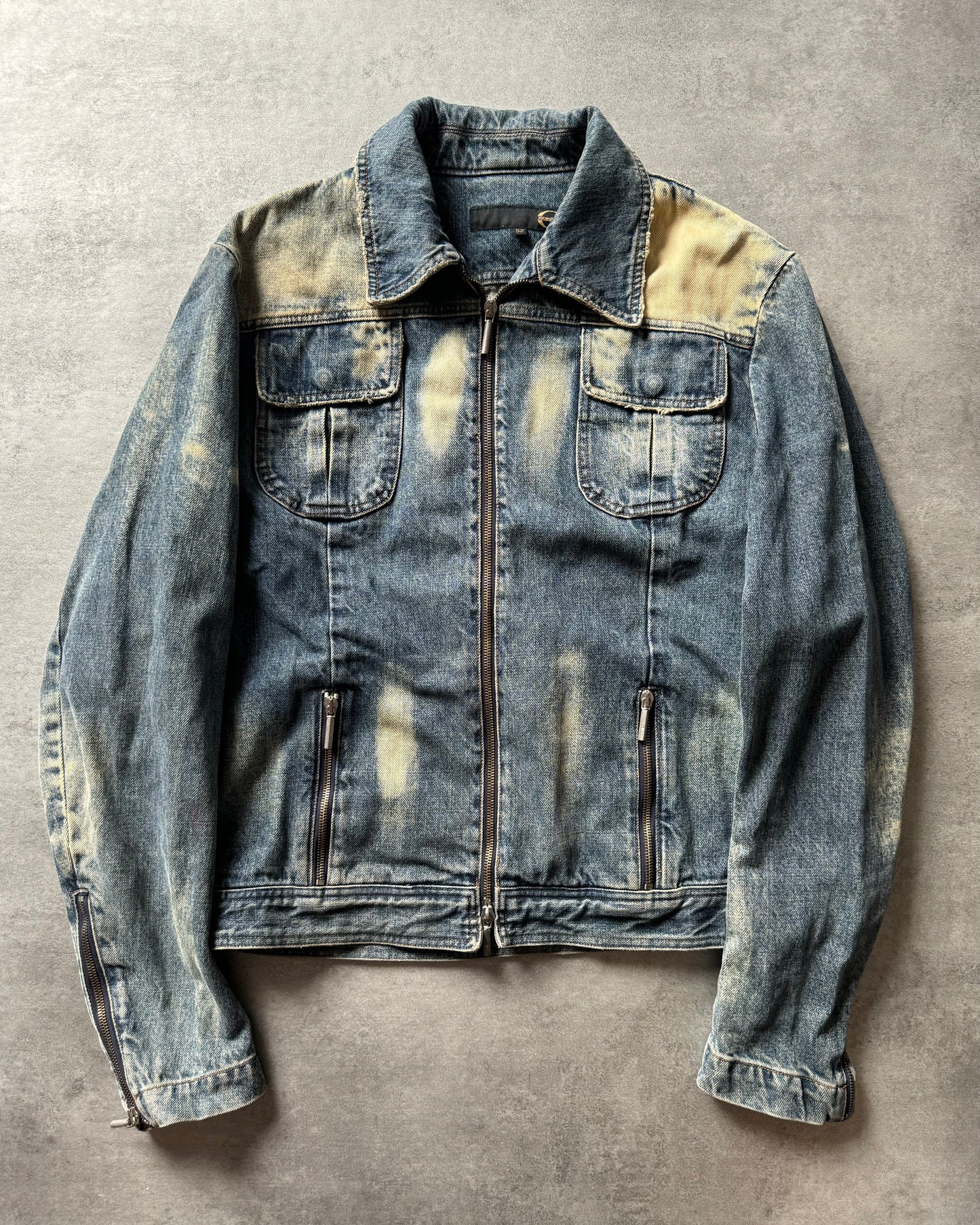 2000s Cavalli Fighter Denim Faded Jacket (L) - 1