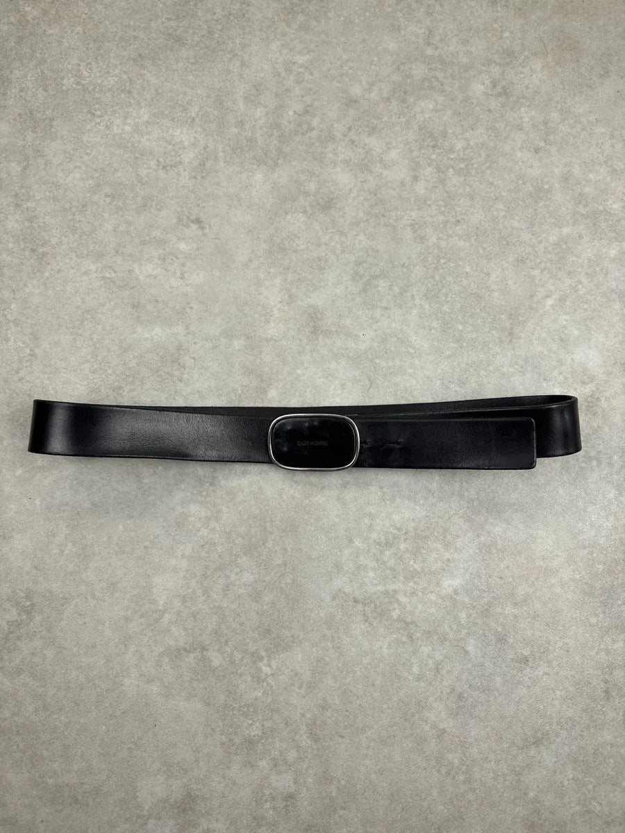 2000s Dior Homme Black Leather Oval Buckle Belt HjPlxKfO 2