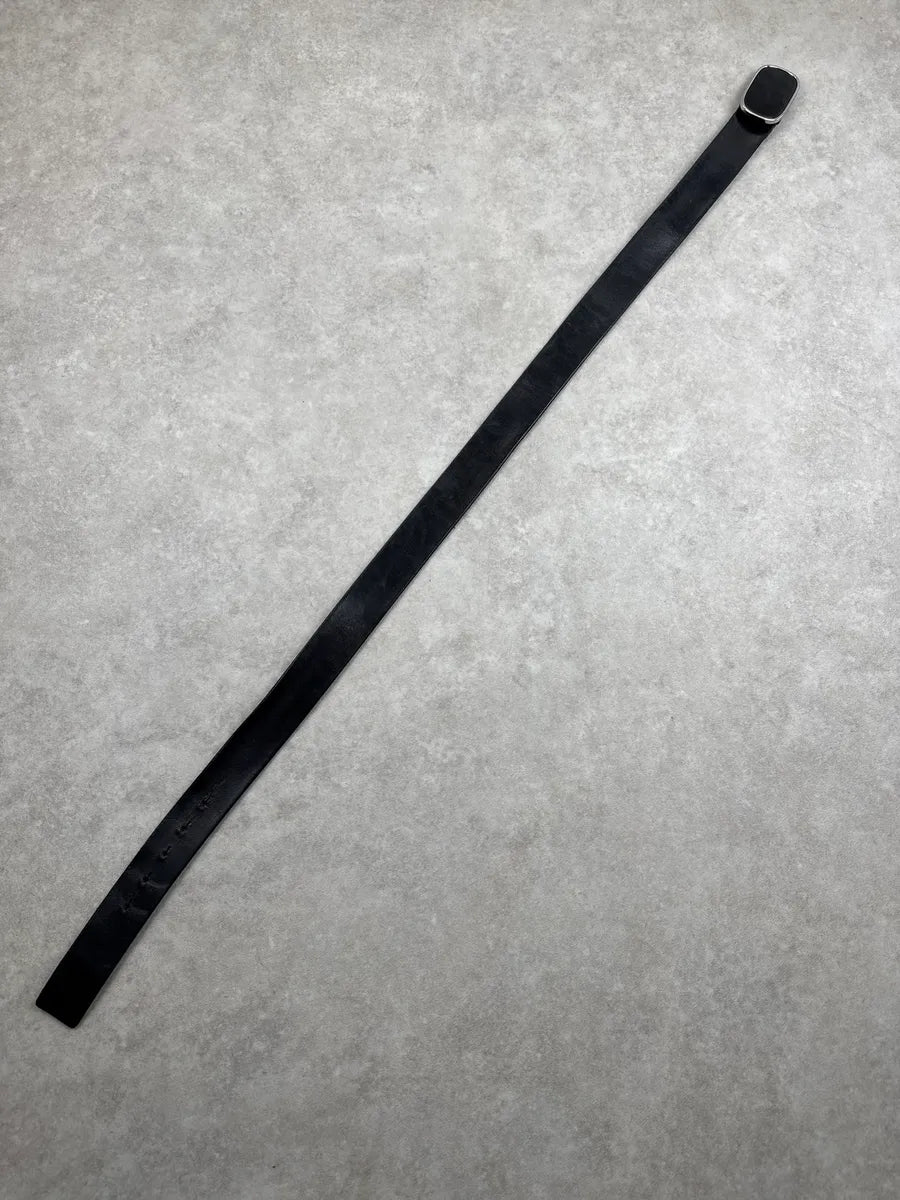 2000s Dior Homme Black Leather Oval Buckle Belt HjPlxKfO 8