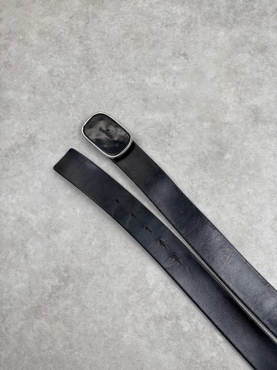 2000s Dior Homme Black Leather Oval Buckle Belt HjPlxKfO 3