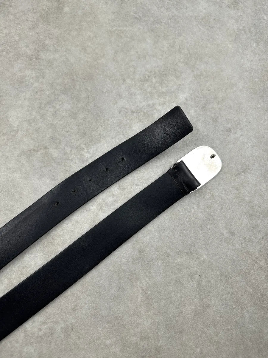 2000s Dior Homme Black Leather Oval Buckle Belt HjPlxKfO 5