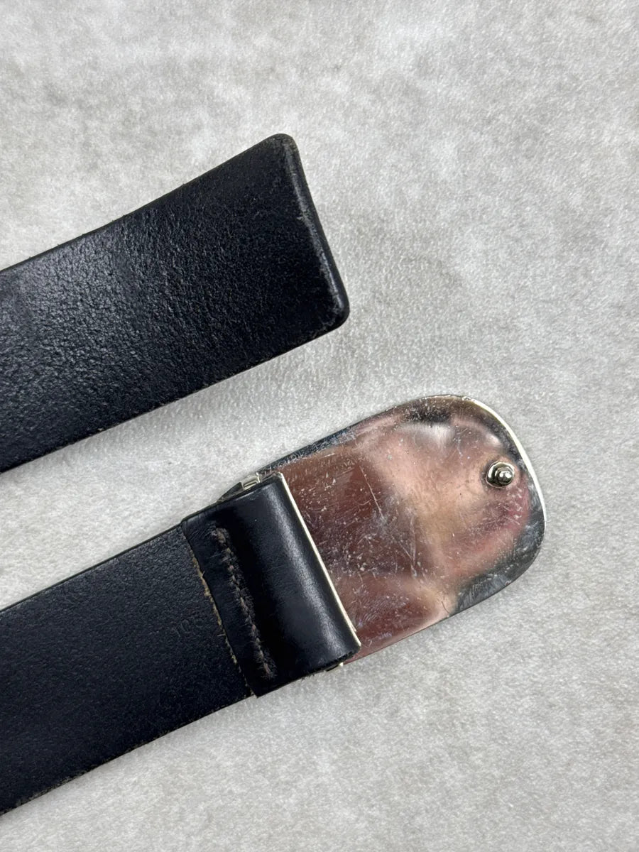 2000s Dior Homme Black Leather Oval Buckle Belt HjPlxKfO 6