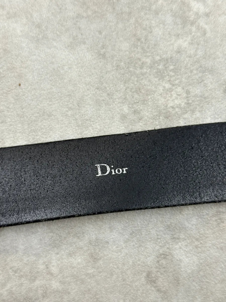 2000s Dior Homme Black Leather Oval Buckle Belt HjPlxKfO 7