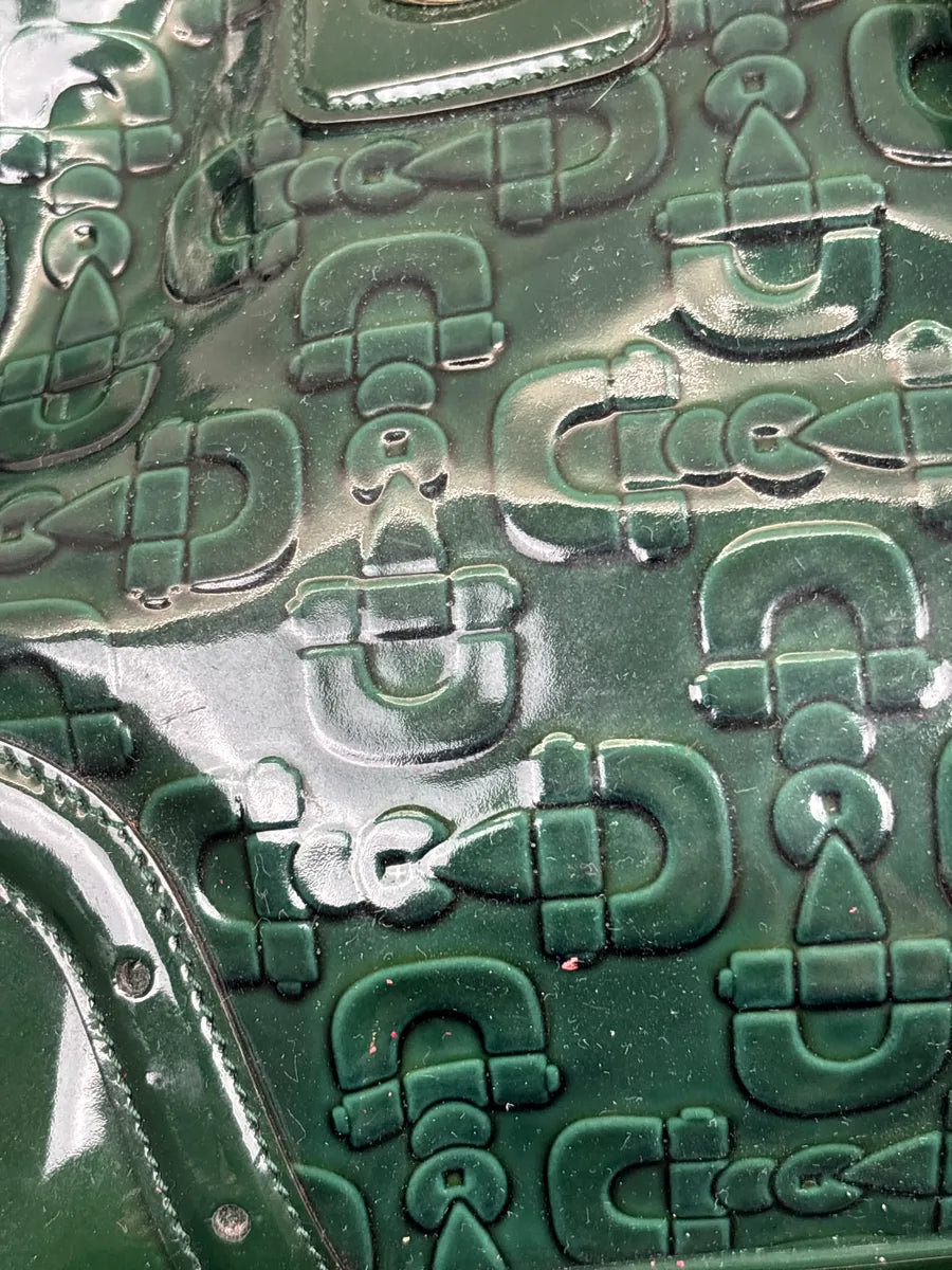 Gucci Dark Green Patent Embossed Logo Handle Bag HlSnEoBq 10