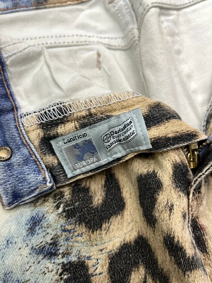 2000s Roberto Cavalli Leopard Bleached Blue & Beige Pants HloOxGPZ 13