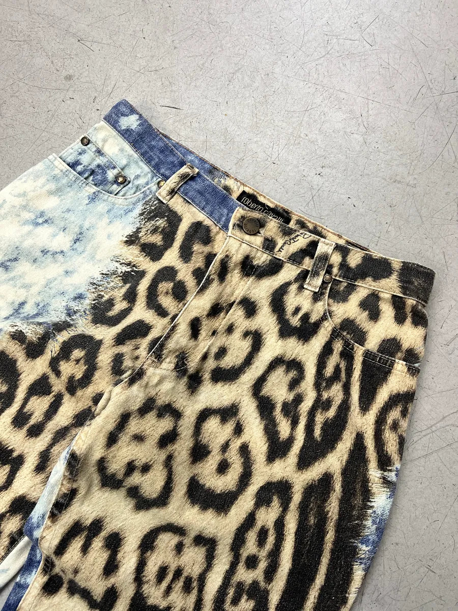 2000s Roberto Cavalli Leopard Bleached Blue & Beige Pants HloOxGPZ 6