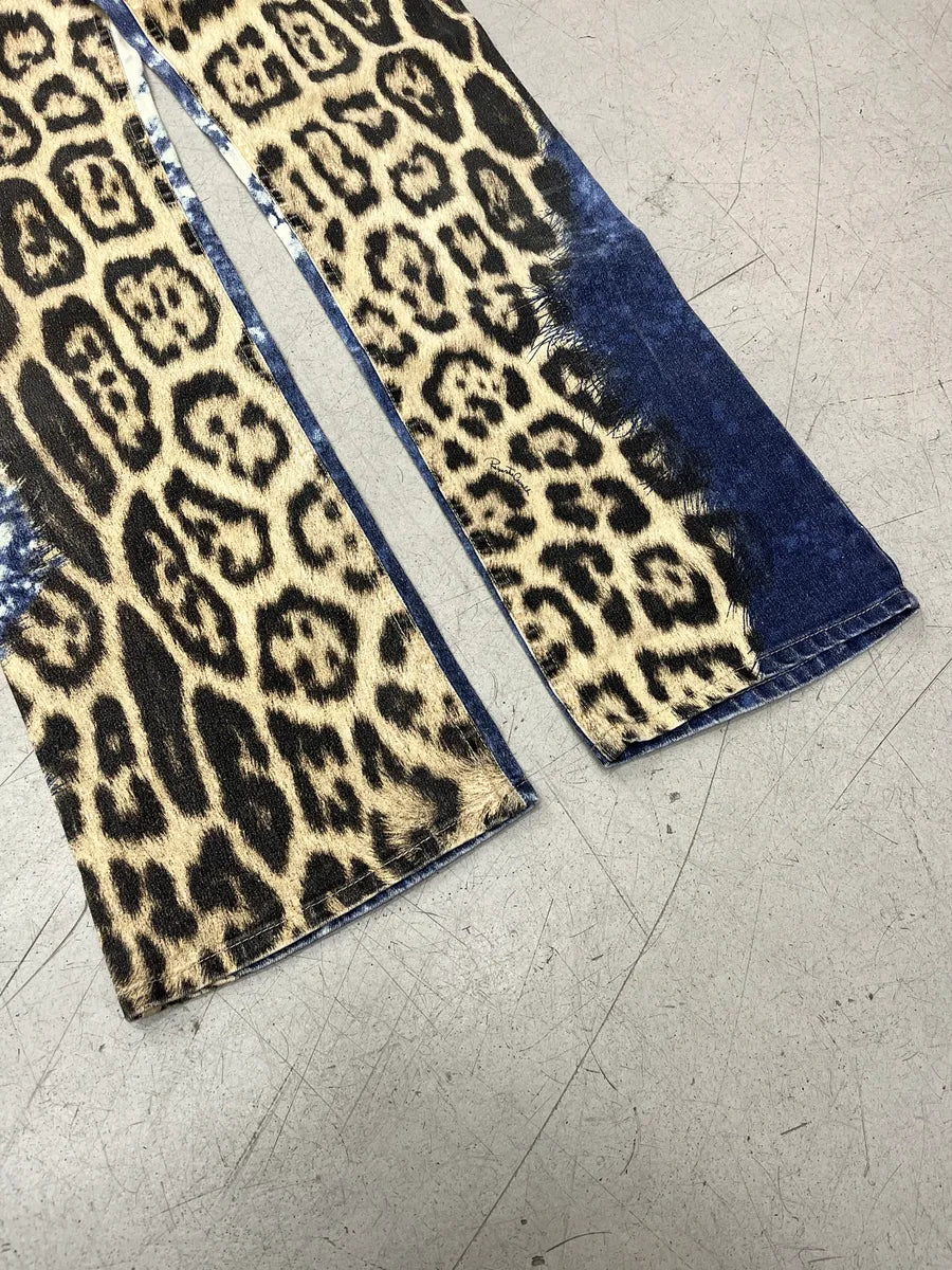 2000s Roberto Cavalli Leopard Bleached Blue & Beige Pants HloOxGPZ 7