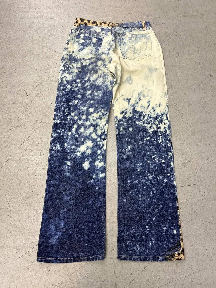 2000s Roberto Cavalli Leopard Bleached Blue & Beige Pants HloOxGPZ 5