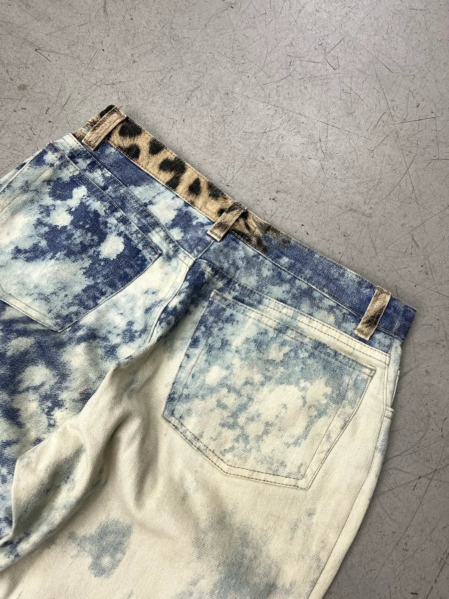 2000s Roberto Cavalli Leopard Bleached Blue & Beige Pants HloOxGPZ 8